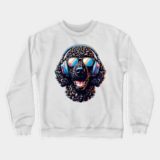 Curly-Coated Retriever Smiling DJ with Headphones and Sunglasses Crewneck Sweatshirt